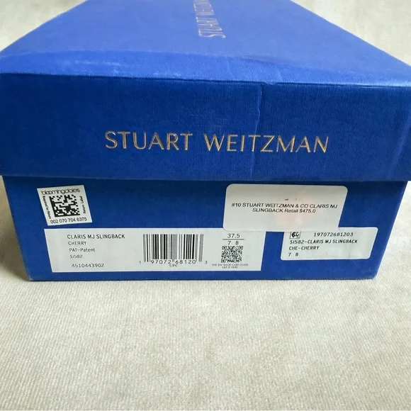 Stuart Weitzman Claris Mary Jane Slingback Red Patent Cherry  Size 7 / 37.5 - Picture 15 of 15